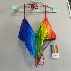 NWT Rainbow Fringe Triangle Bikini. Target Pride Collection
